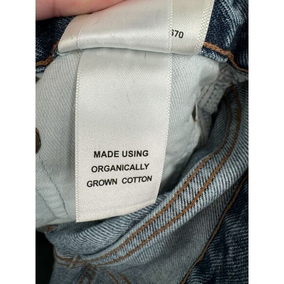 Agolde Riley High Rise Straight Crop Distressed Jeans Womens 23 Blue Light Wash - Picture 10 of 12